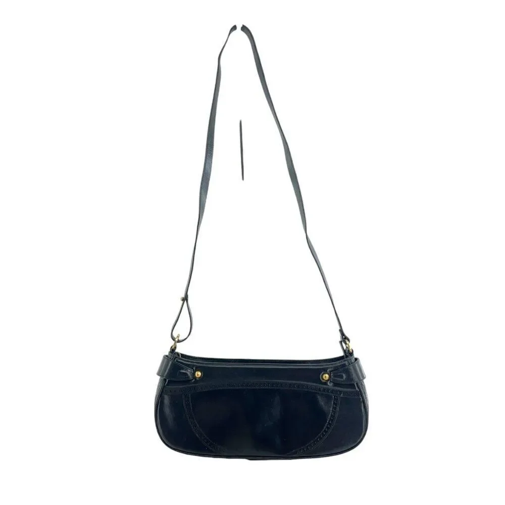 BRAHMIN Small Black Smooth Leather Shoulder Bag Purse